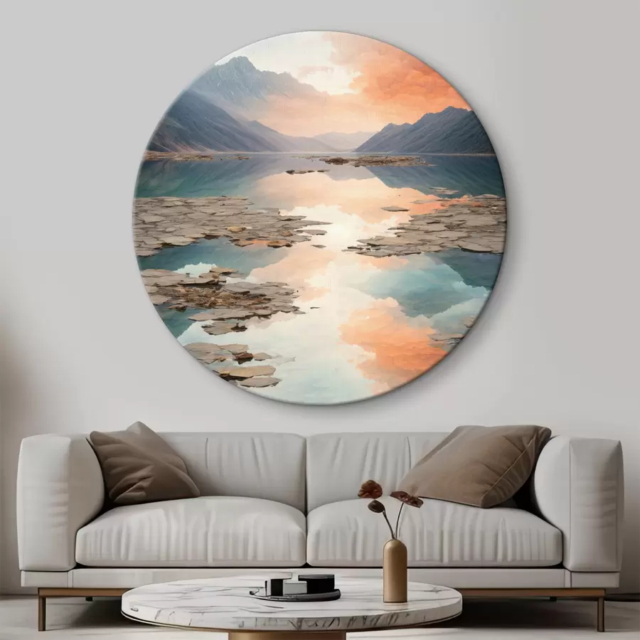 murales de pared lago en las montañas r38600