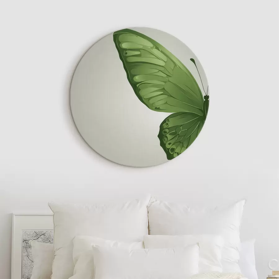 murales de pared Ala izquierda de mariposa verde sobre fondo blanco r40062