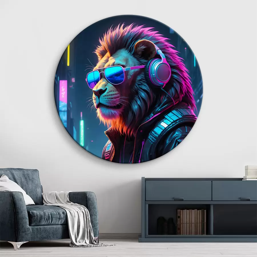 murales de pared León sobre un fondo urbano luminoso r38169