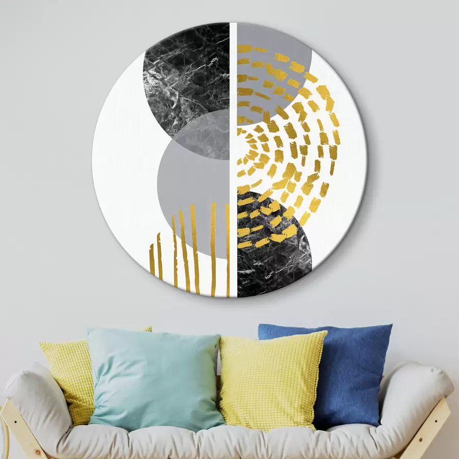 murales de pared Dinámica del mármol: Contraste de formas y patrones r35942