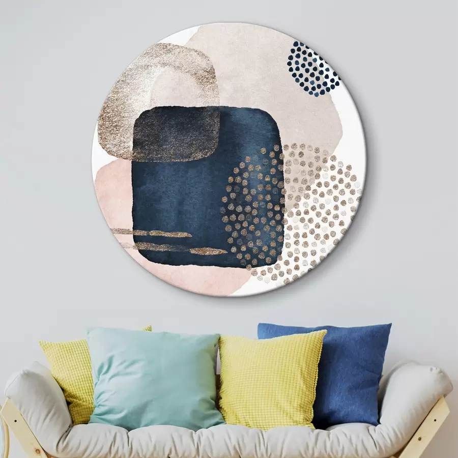 murales de pared Azul marino, rubor y lunares r35989