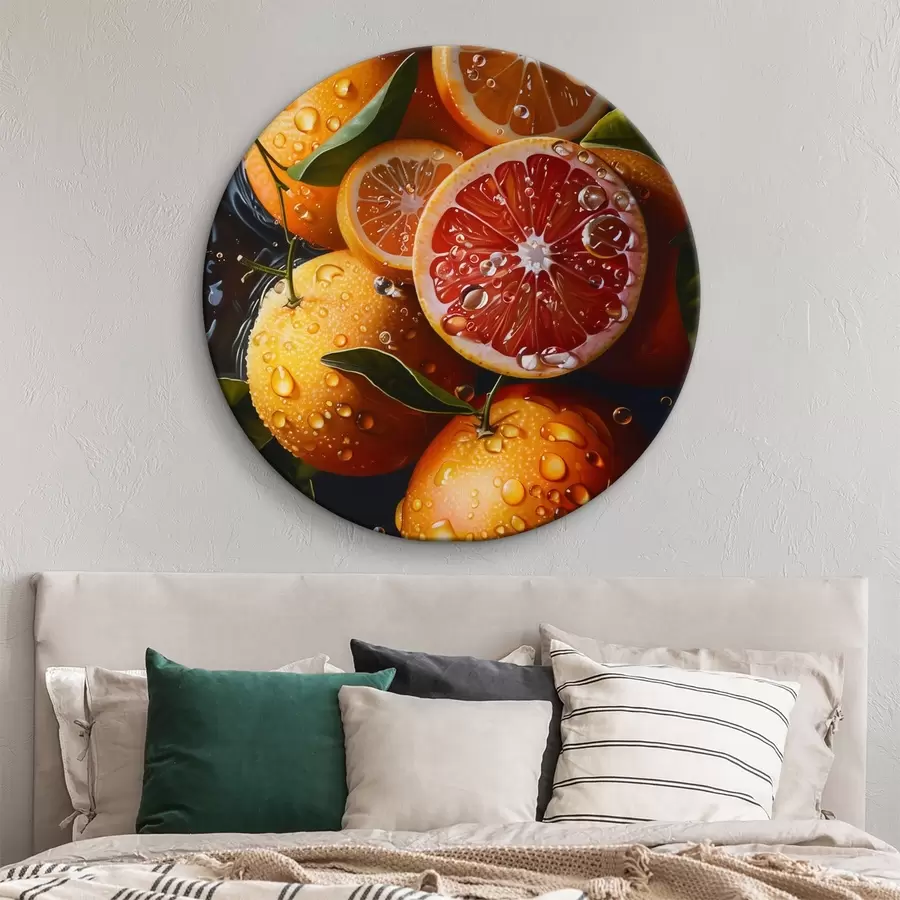 murales de pared Naranjas y pomelos sobre un fondo oscuro r39238