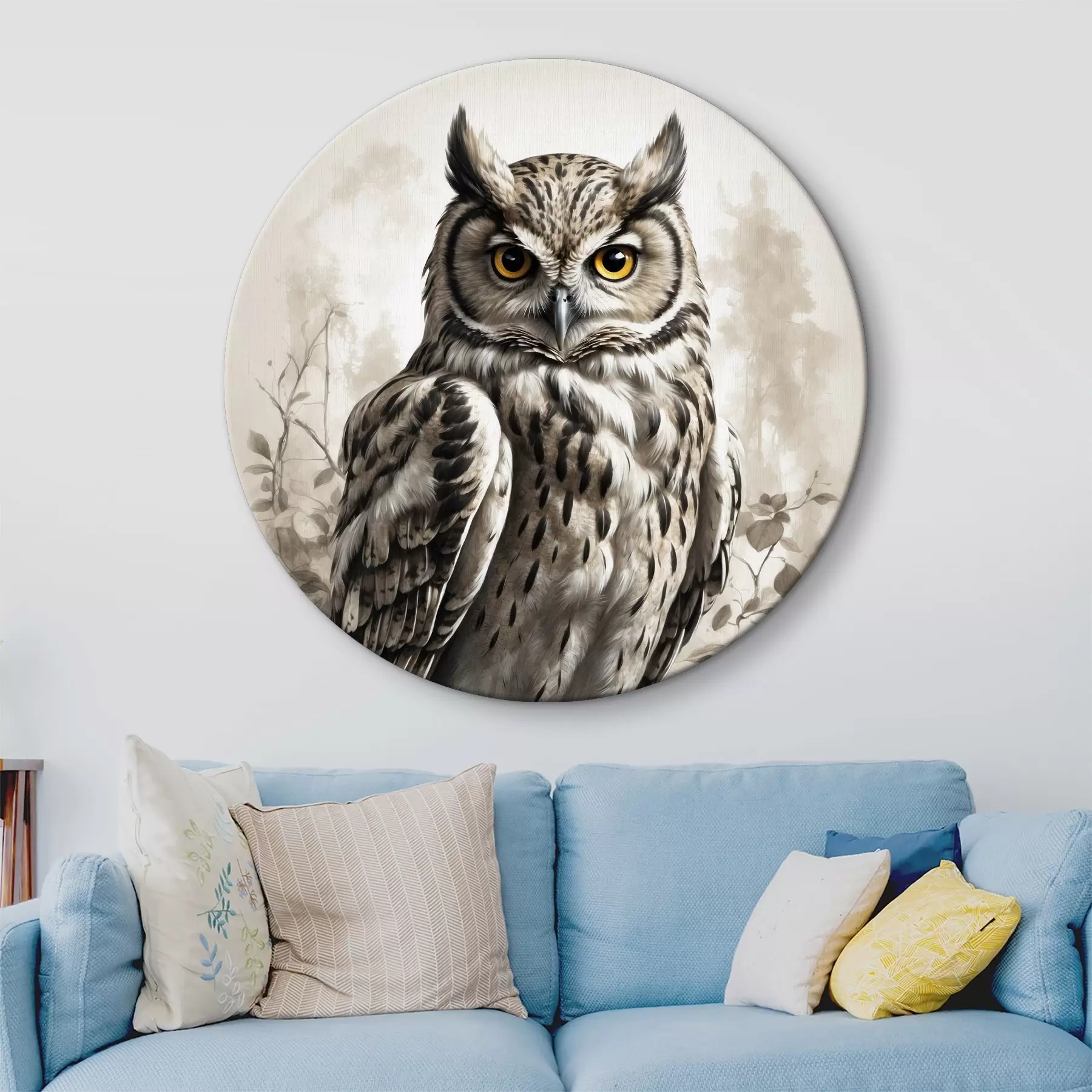 murales de pared Búho sobre fondo blanco y negro r38118