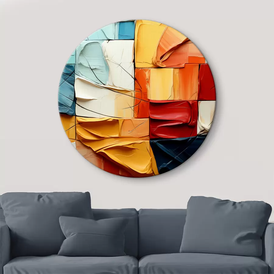 murales de pared Trozos de pintura brillante con grietas, cuadrados, pintura cubista r39196