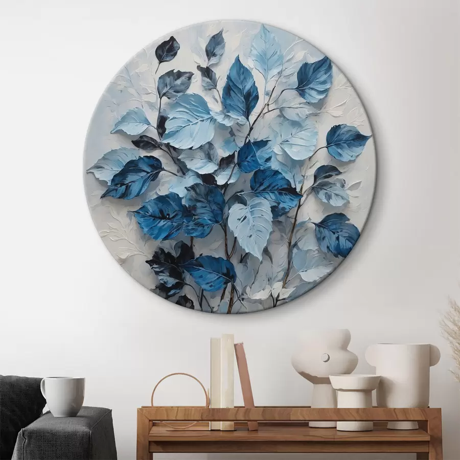 murales de pared Planta con hojas blancas y azules r39156