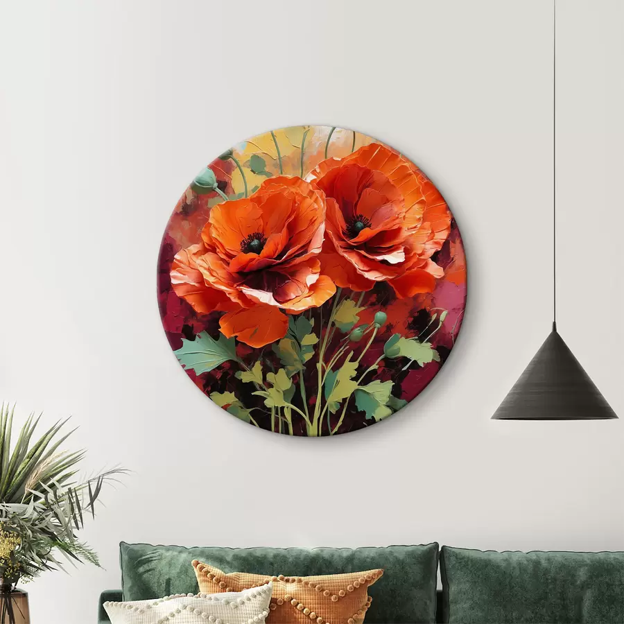 murales de pared Amapolas sobre fondo acrílico abstracto r40323