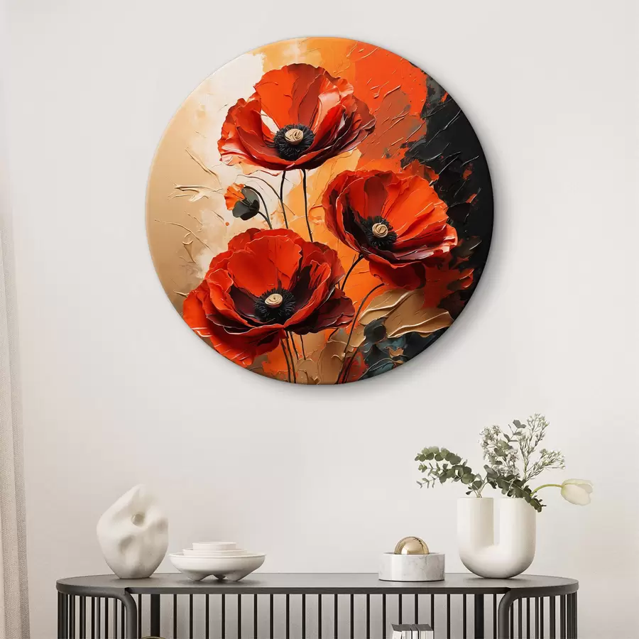 murales de pared Amapolas sobre fondo abstracto r39845