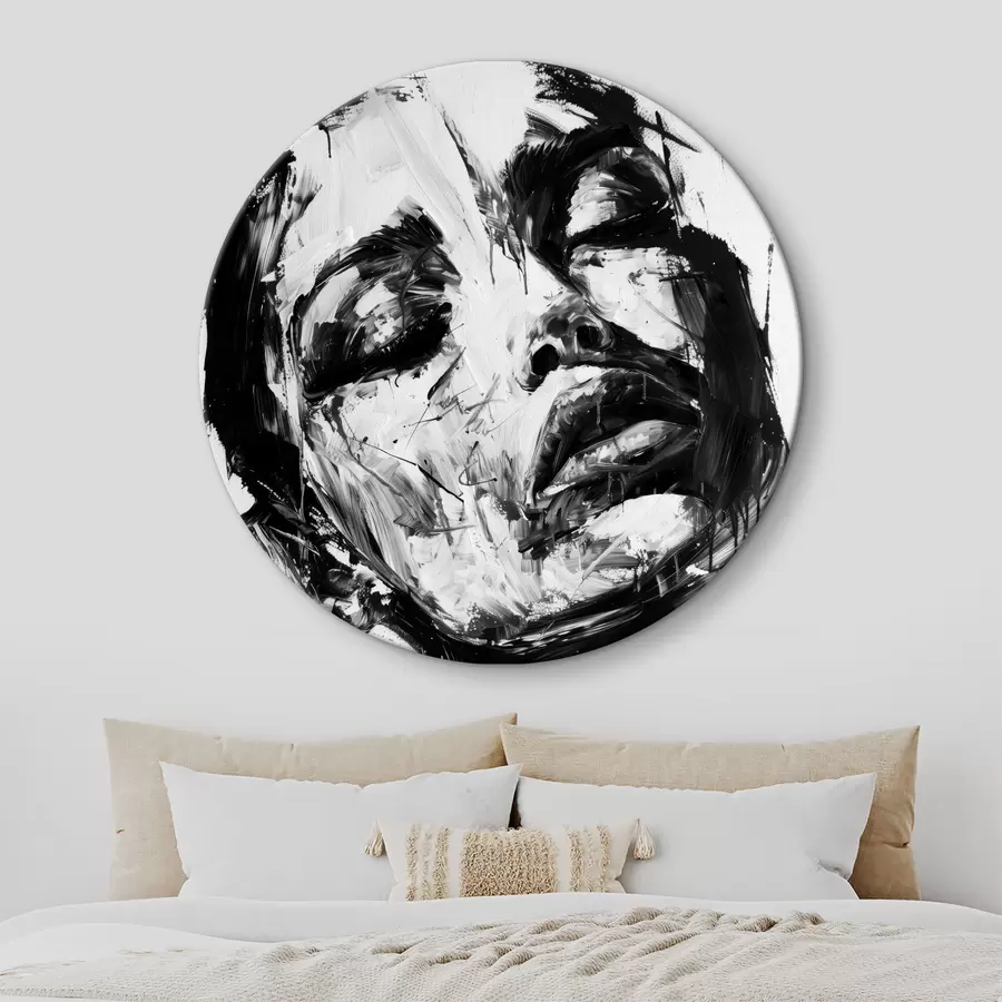 murales de pared Retrato de una mujer con pinceladas negras r38641