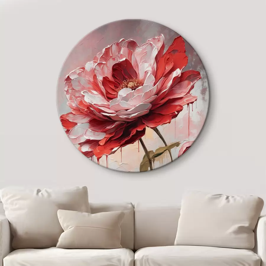 murales de pared Flor roja sobre fondo blanco-gris r39173