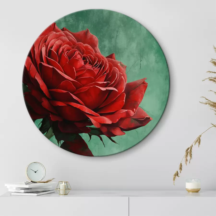 murales de pared Rosa sobre fondo verde r40339