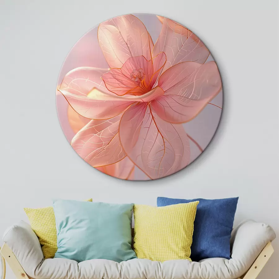 murales de pared Flores de color rosa suave con líneas suaves: minimalismo y detalles delicados r39632