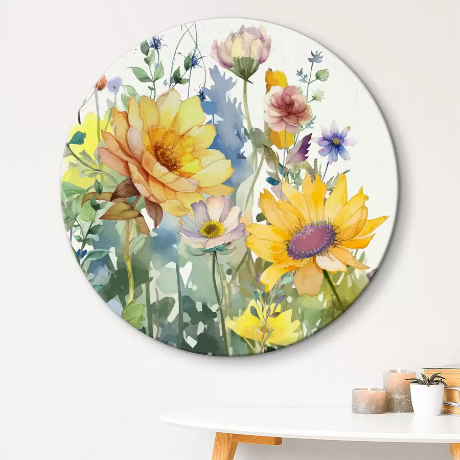 murales de pared Flores silvestres de verano en acuarela r39340
