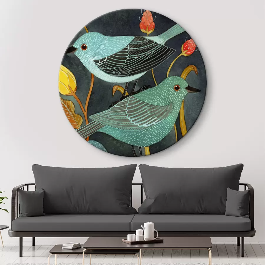 murales de pared Tres pájaros miran a su alrededor r03061