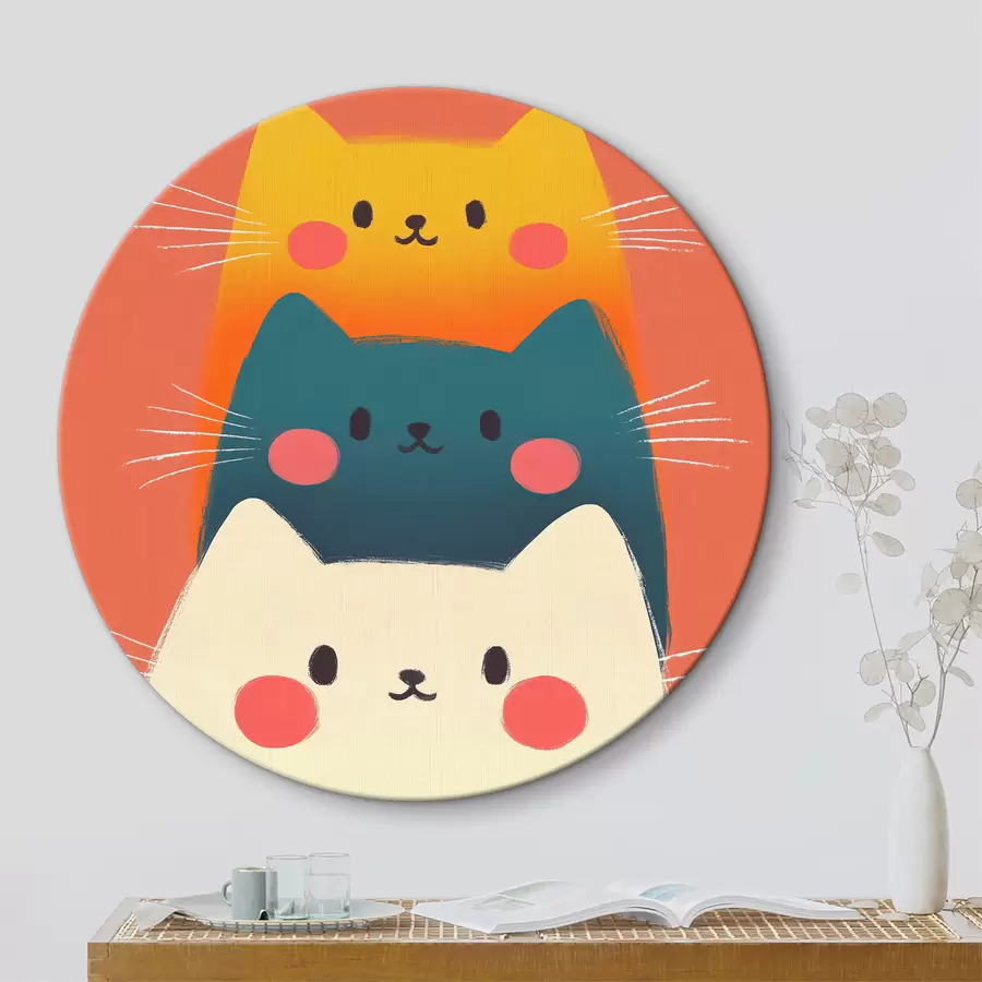 murales de pared Tres gatos abstractos multicolores r40431