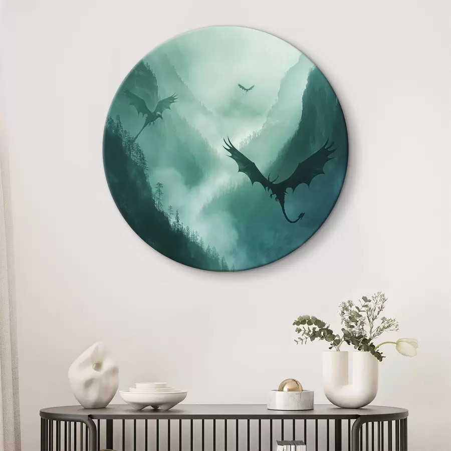 murales de pared Dos dragones, verdes r40011