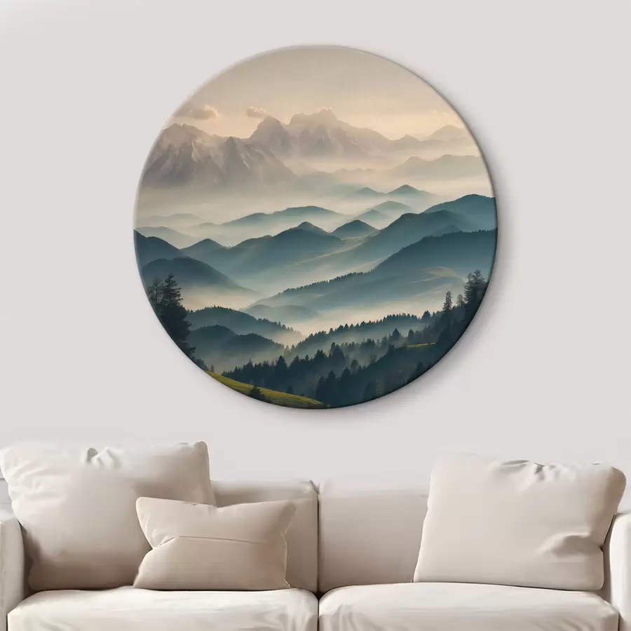 murales de pared Vista de las montañas brumosas r39596