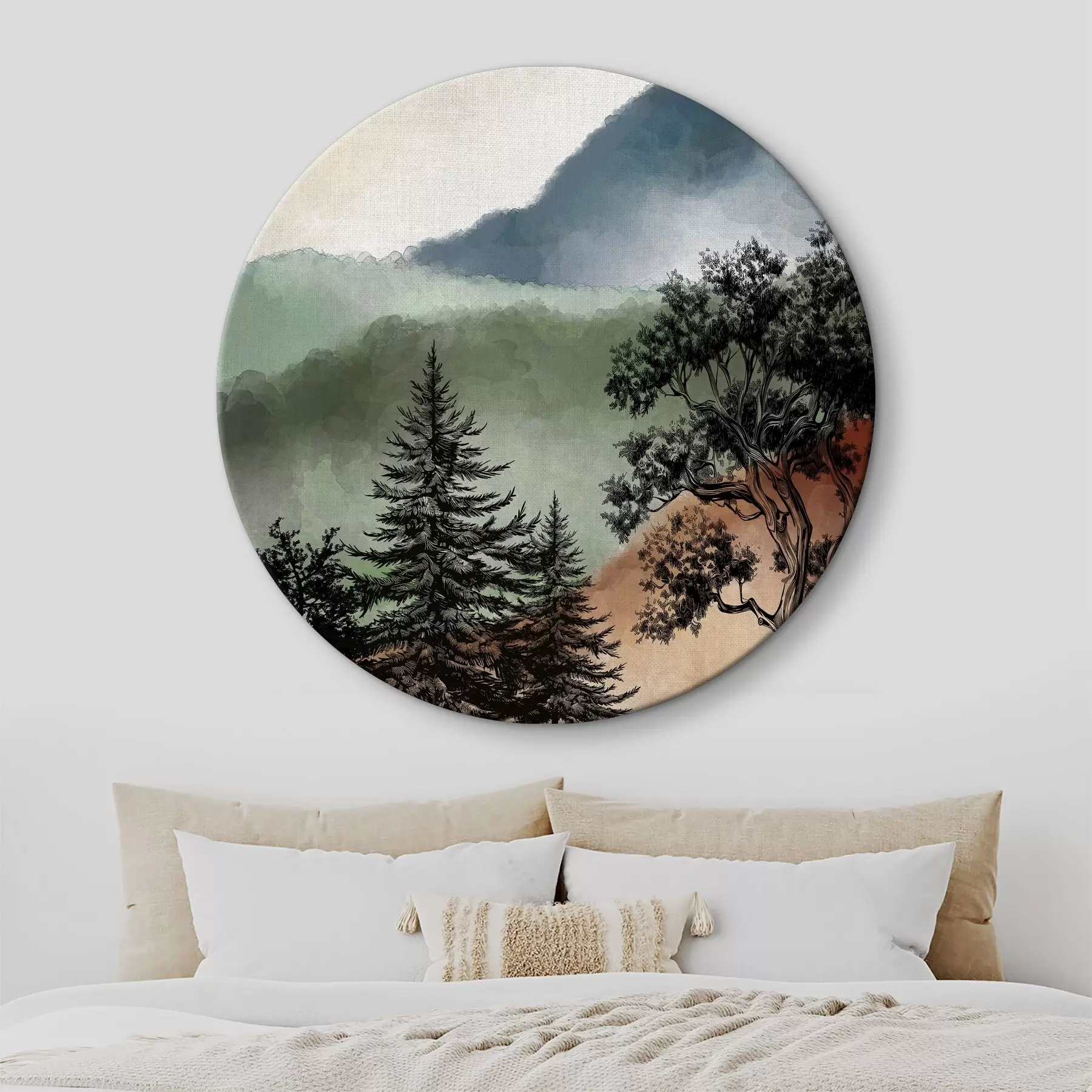 murales de pared Acuarela de montañas y árboles r36604