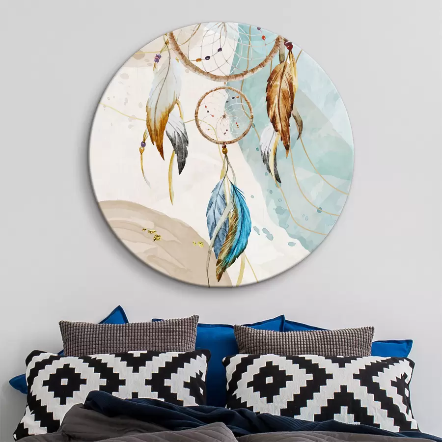 murales de pared acuarela, atrapasueños, plumas, pasteles r38330