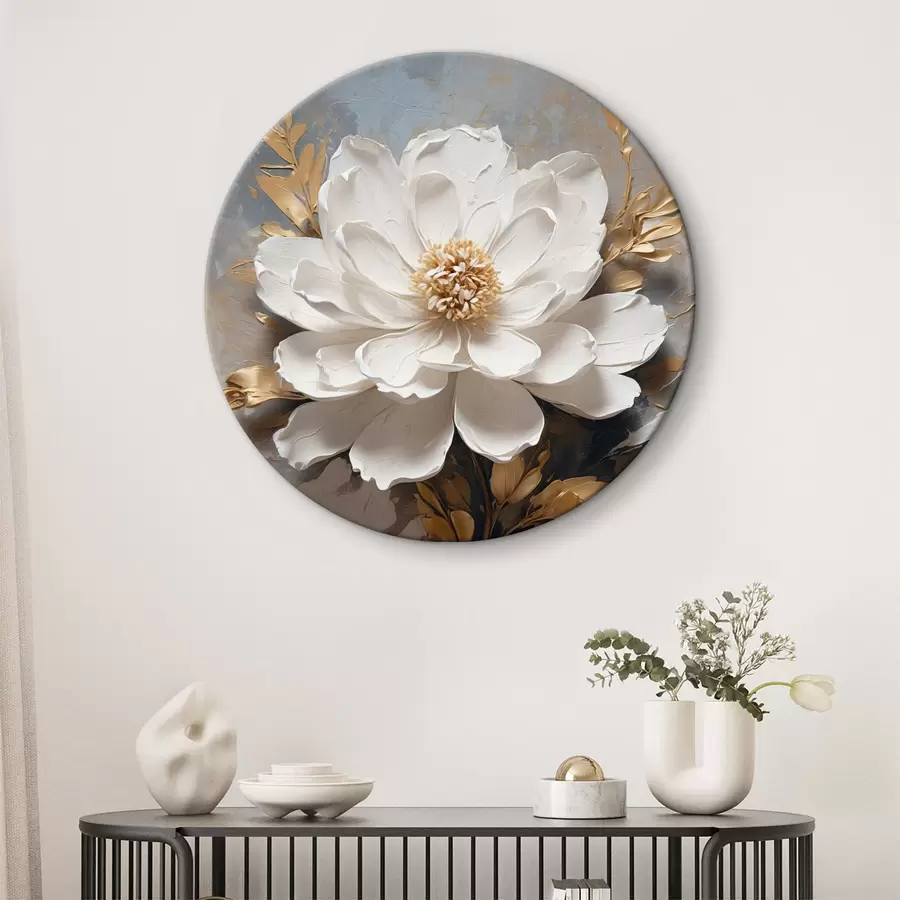 murales de pared Flor blanca con tallos sobre fondo abstracto r39865
