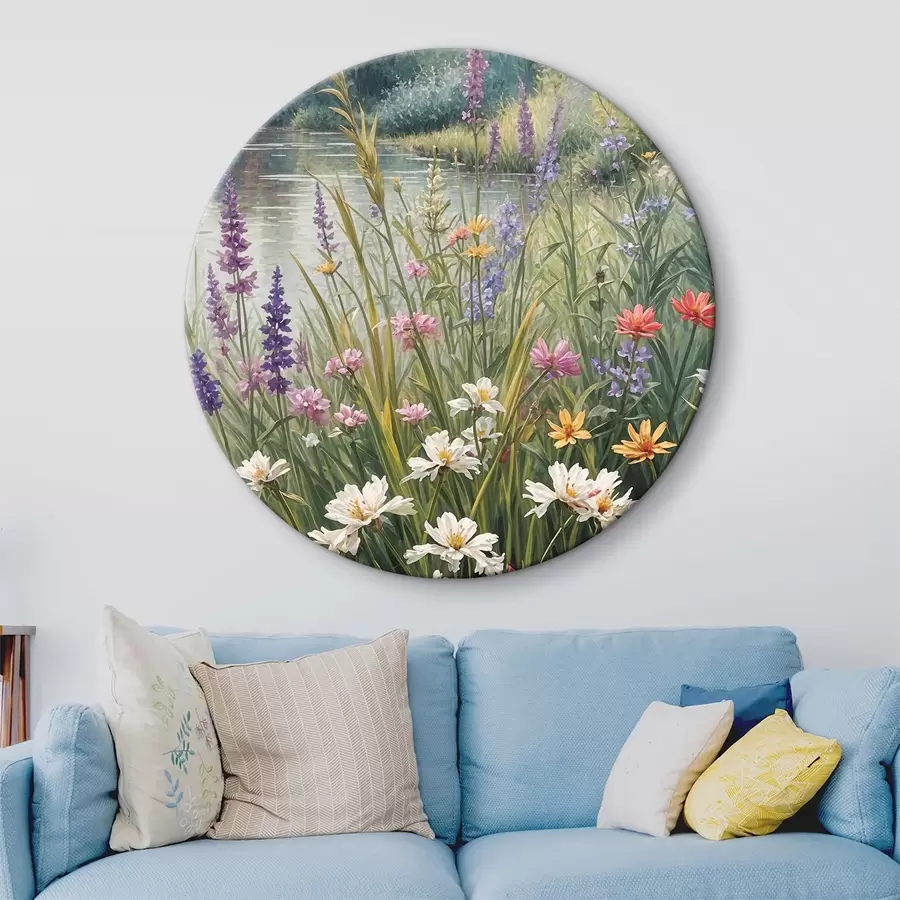 murales de pared Flores silvestres y pastos altos. La escena general representa un paisaje natural vibrante r38829