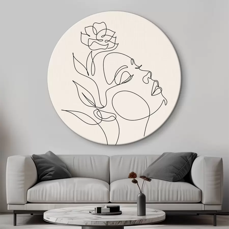 murales de pared Rostro de mujer, abstracción, línea, natural r38011