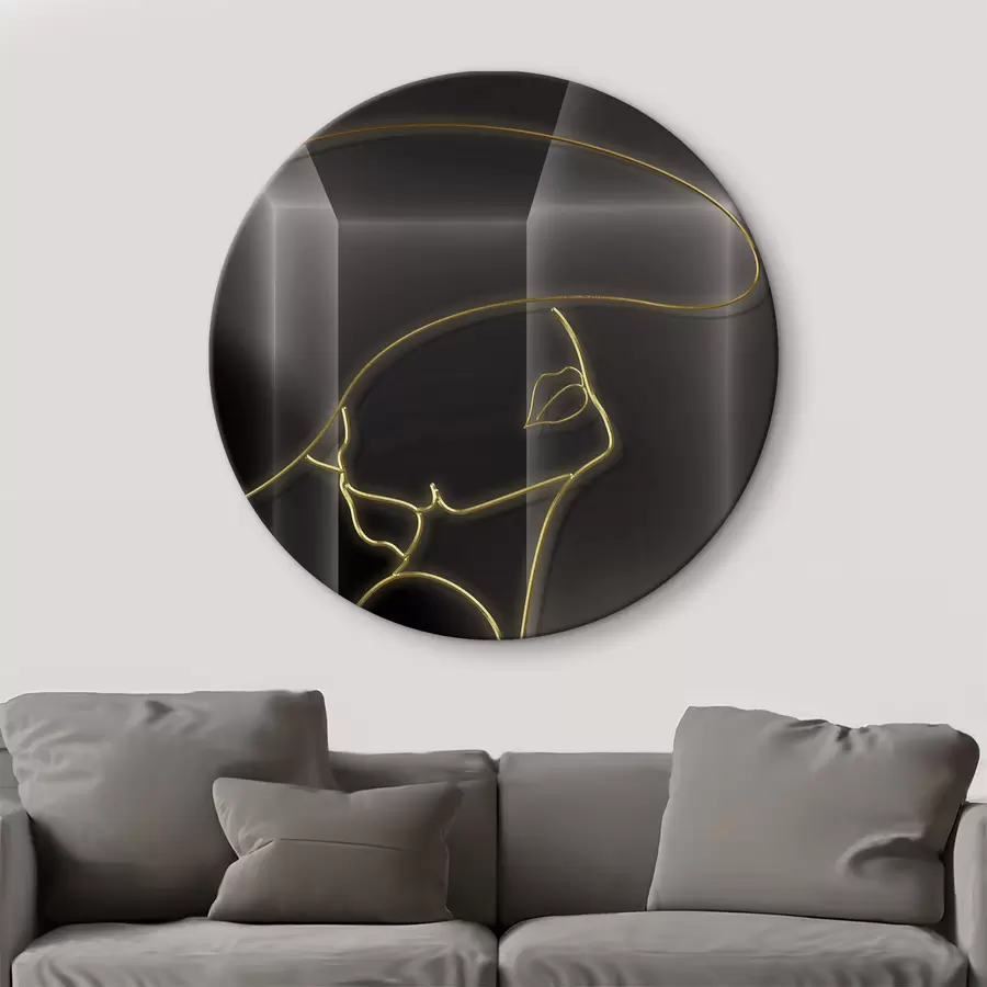 murales de pared Mujer con sombrero sobre el fondo de la luna r01416