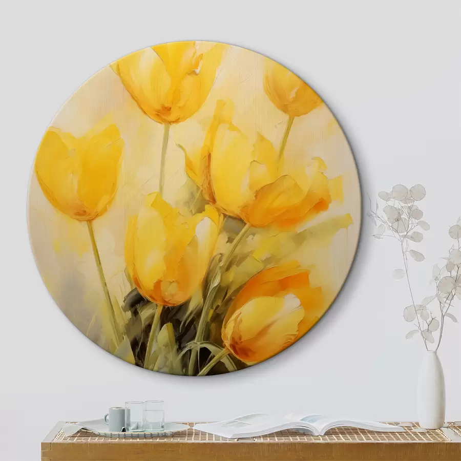 murales de pared Pintura al óleo imitación tulipanes amarillos r40318