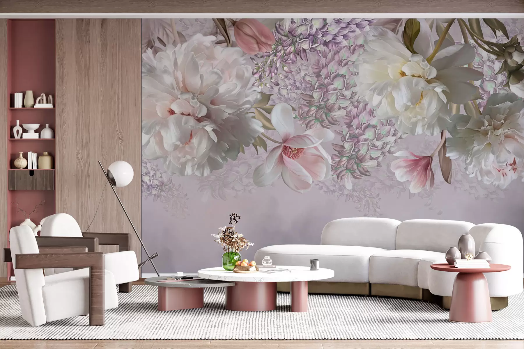 murales de pared Grandes flores de peonías, rosas, tulipanes w02406