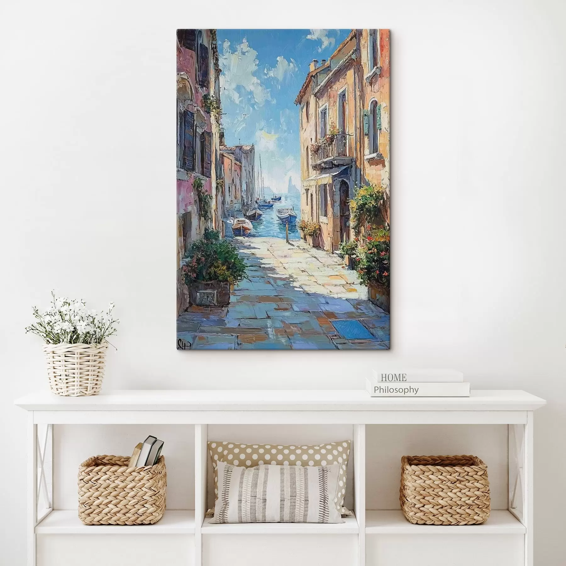 murales de pared Calle de Venecia al óleo s42003