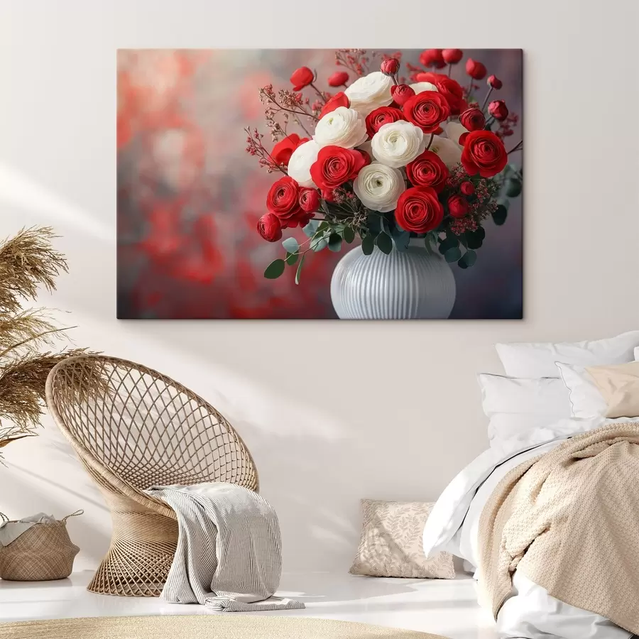 murales de pared ramo blanco y rojo s42016