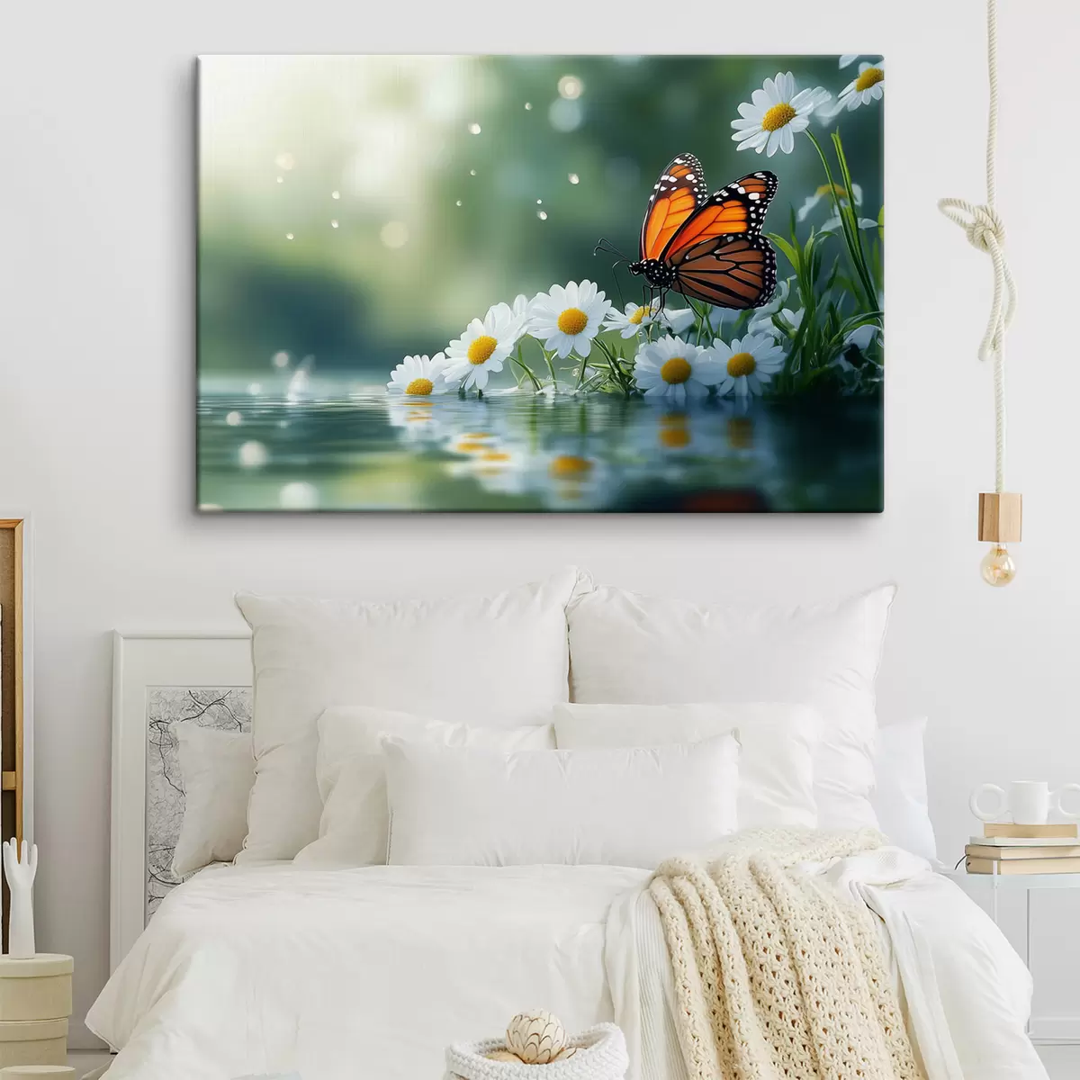 murales de pared mariposa sobre margaritas s42017