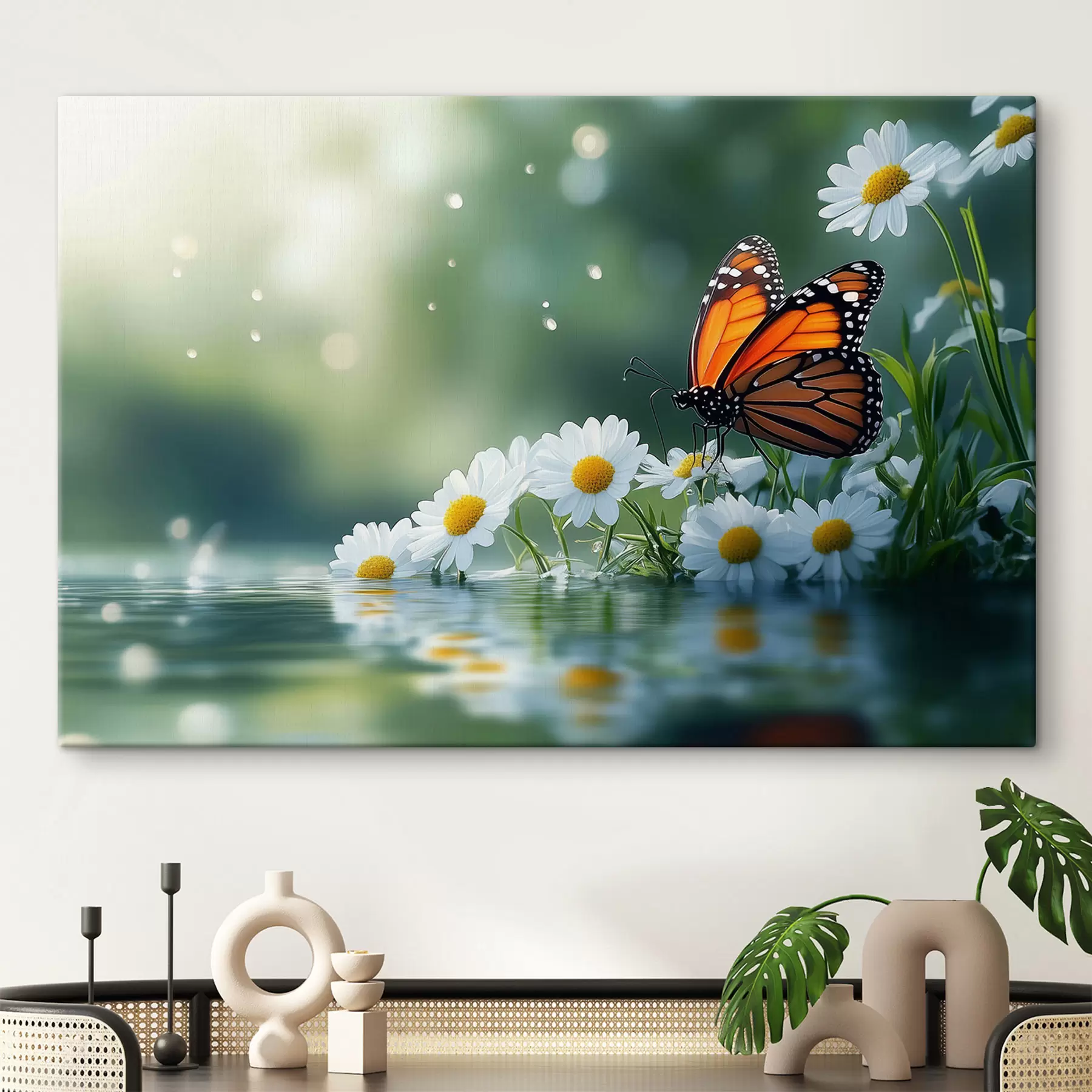 murales de pared mariposa sobre margaritas s42017