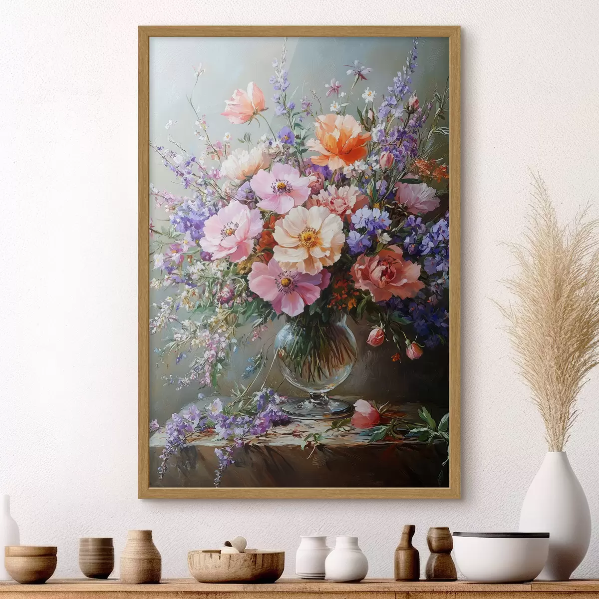 Poster un ramo de flores en un jarrón f41998