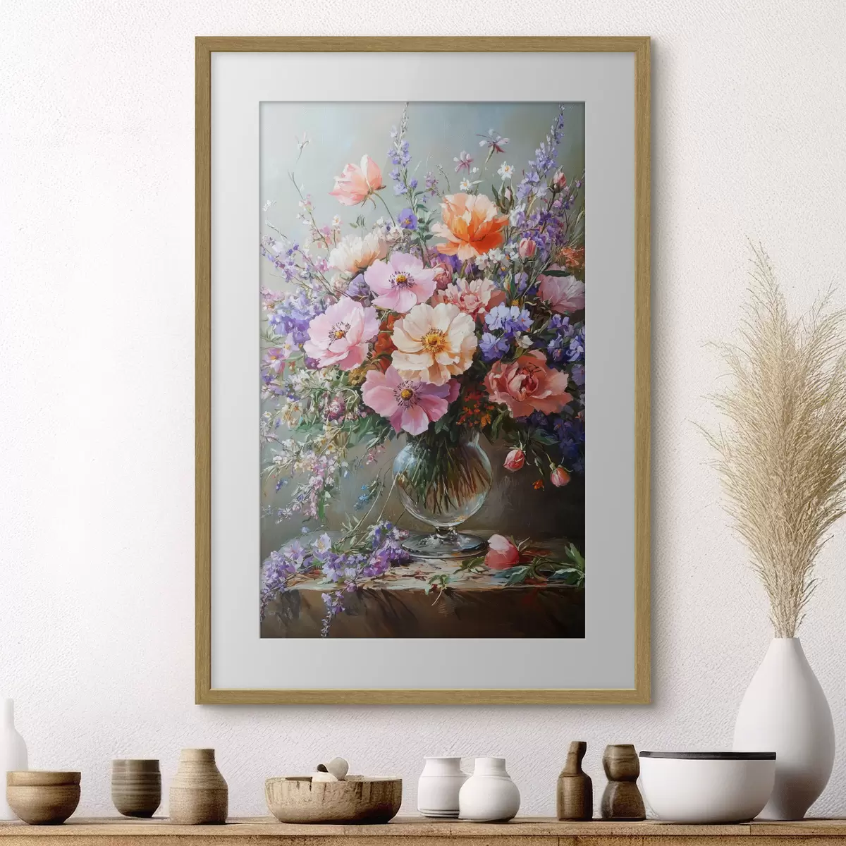 Poster un ramo de flores en un jarrón f41998