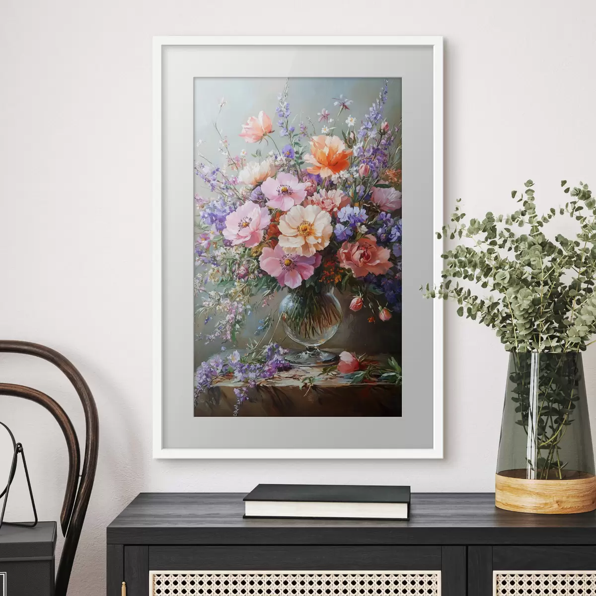Poster un ramo de flores en un jarrón f41998