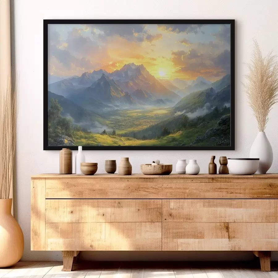 murales de pared amanecer en las montañas f42004