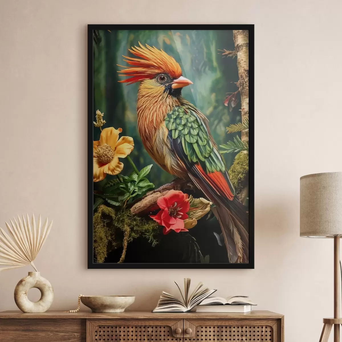 Poster un pájaro brillante en una rama f42028