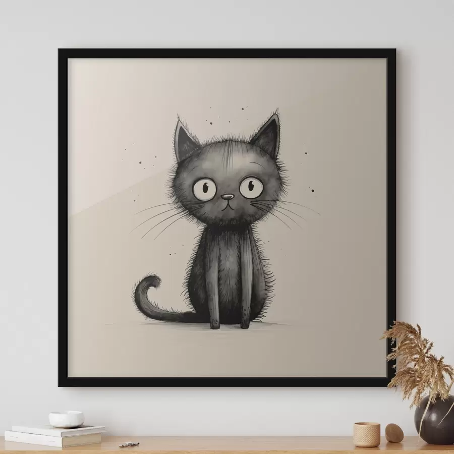 murales de pared Minimalismo de gato negro f42033