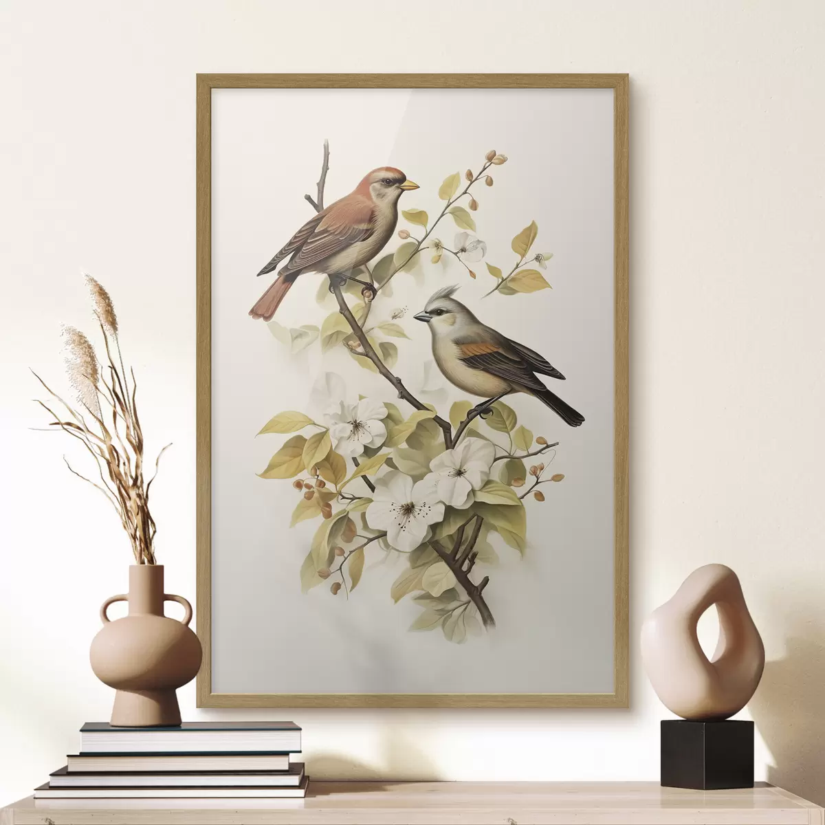 Poster Pájaros en una rama estilo vintage f42035