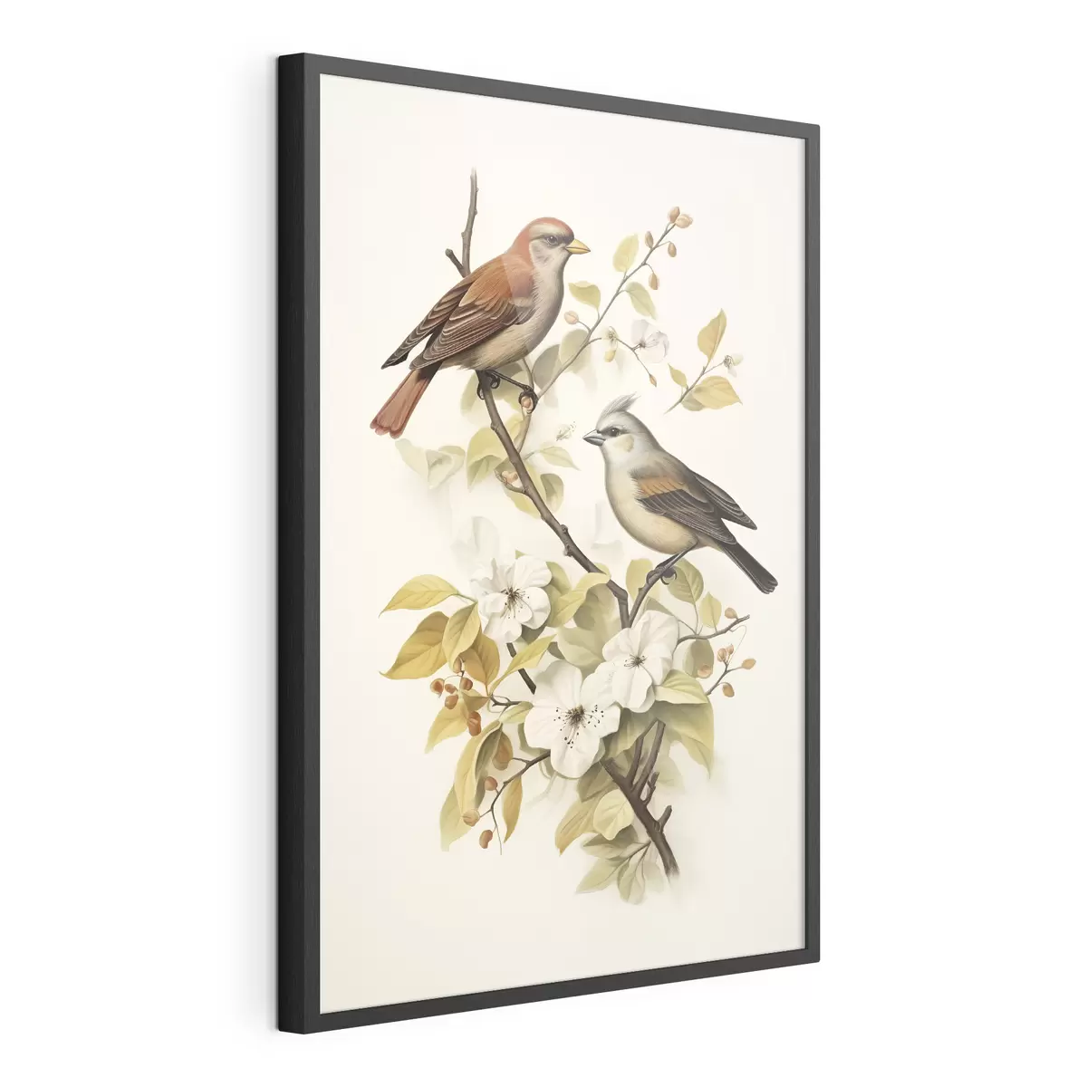 Poster Pájaros en una rama estilo vintage f42035