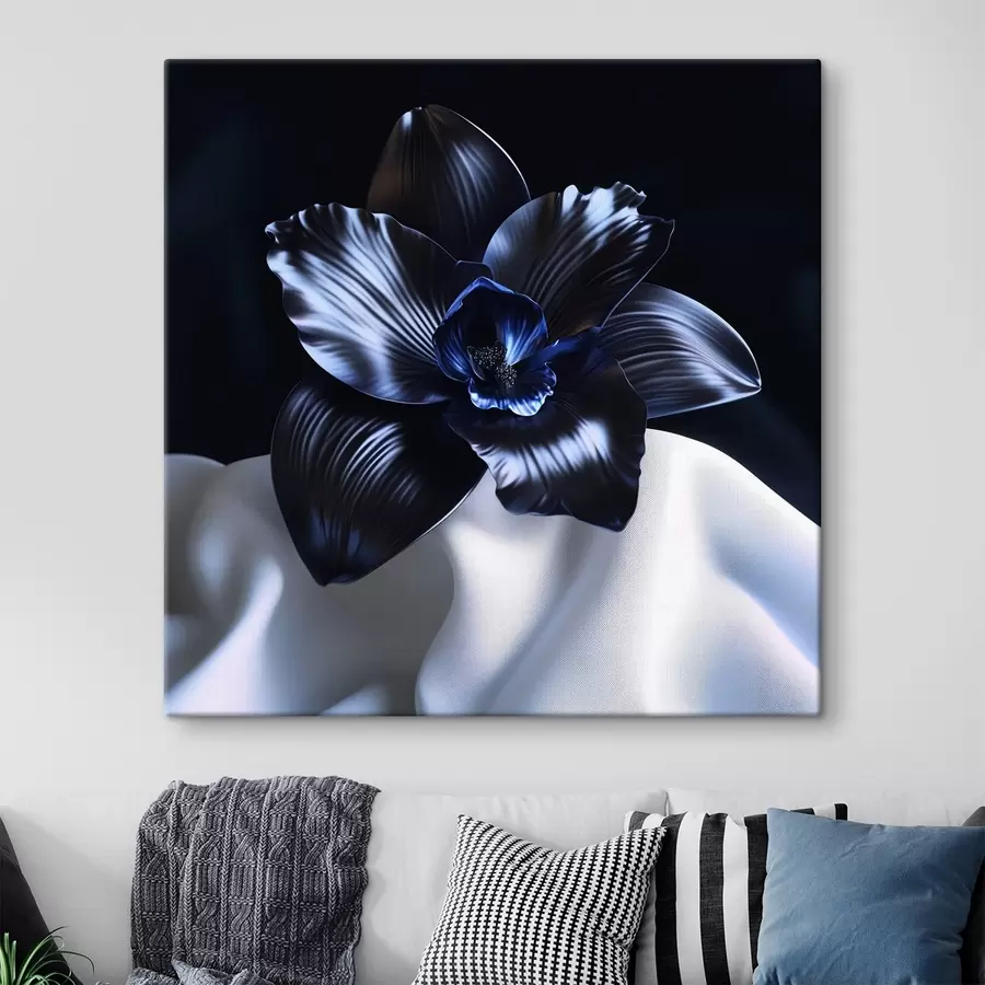 murales de pared Una orquídea negra sobre fondo de seda s41976