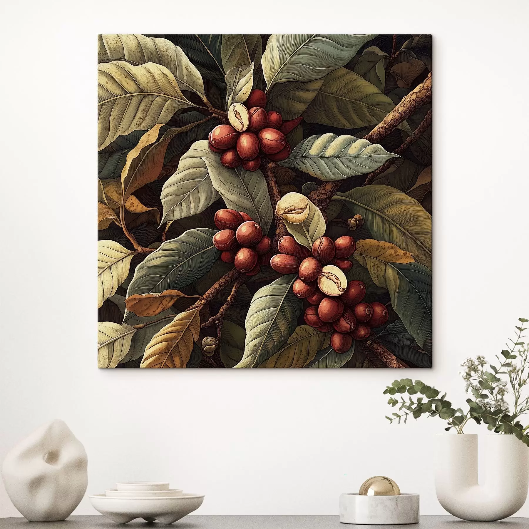 murales de pared Un cafeto con frutos y hojas s41980