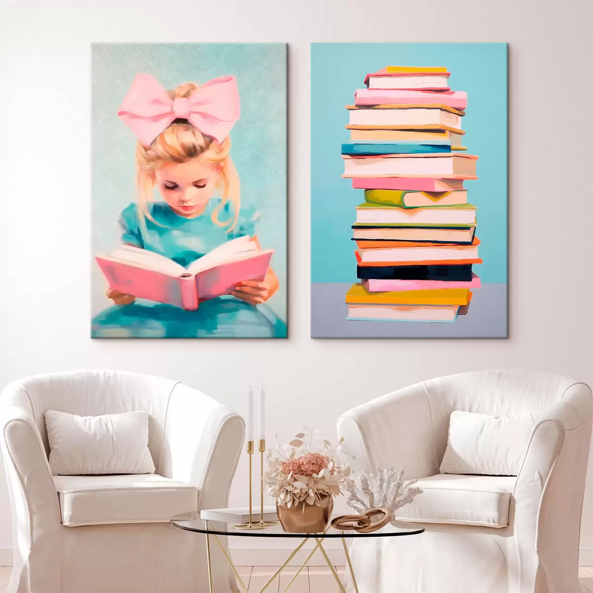 murales de pared Chica y libros m00395