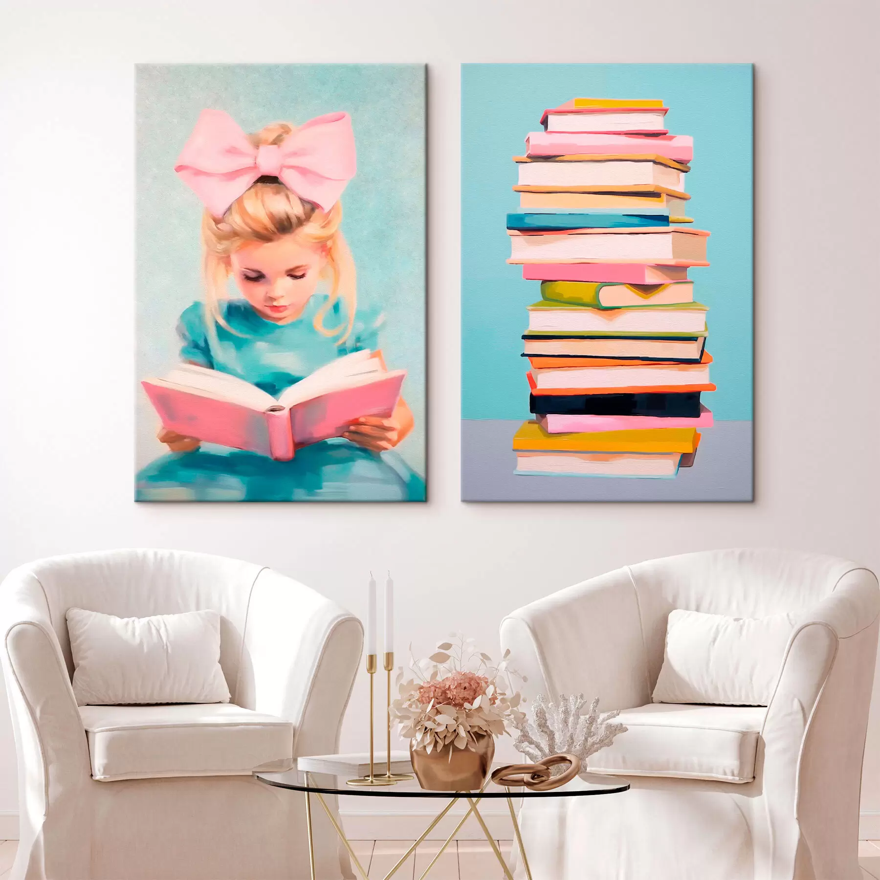 murales de pared Chica y libros m00395