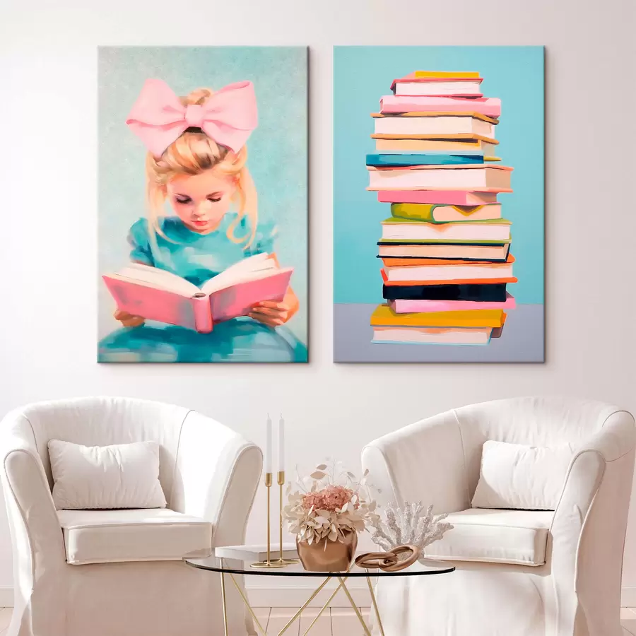 murales de pared Chica y libros m00395