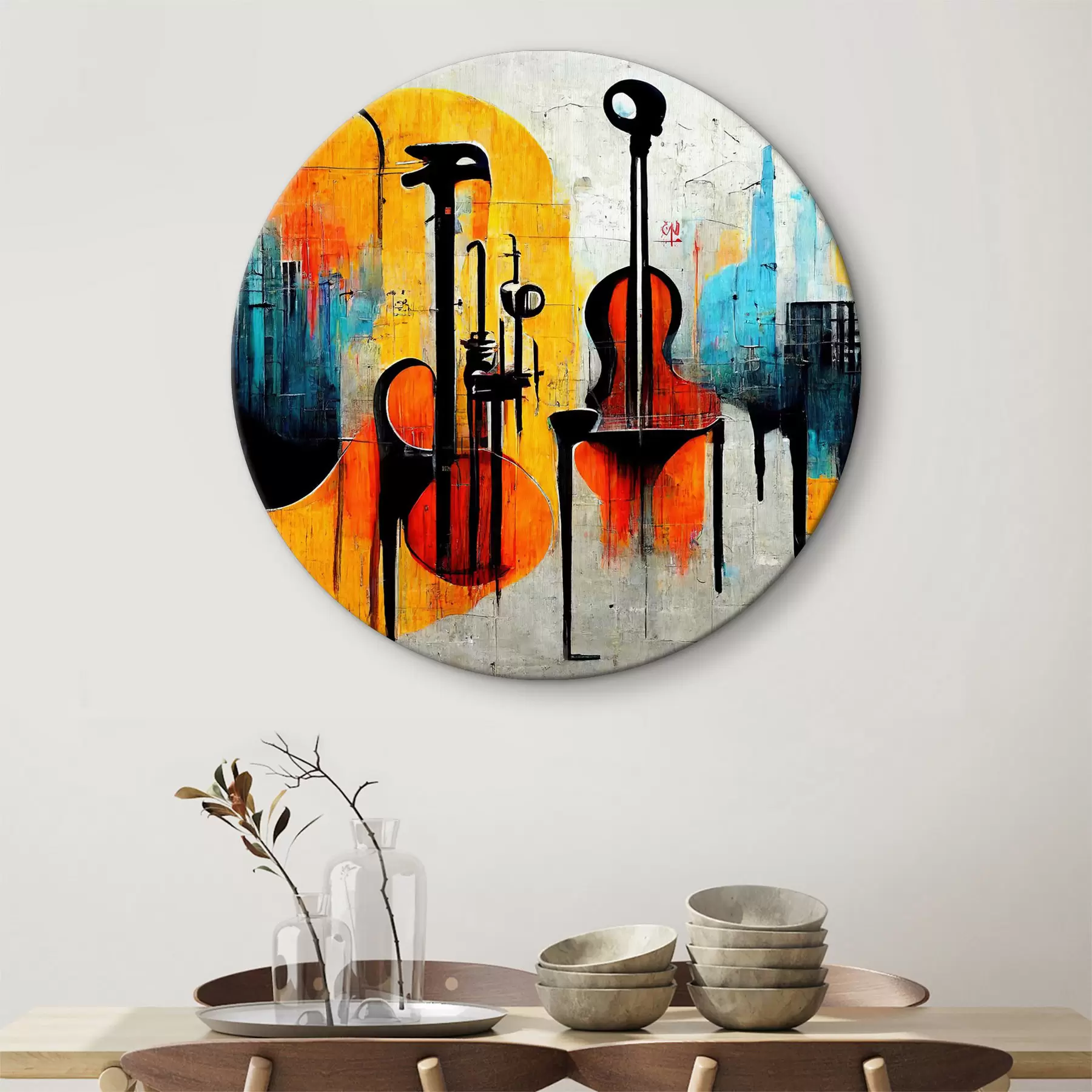 murales de pared Instrumento musical, pintura artística y pintura r33044