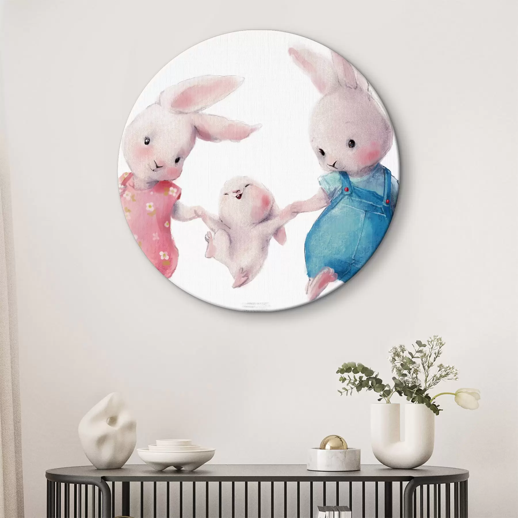 murales de pared Una alegre familia de conejitos r34997