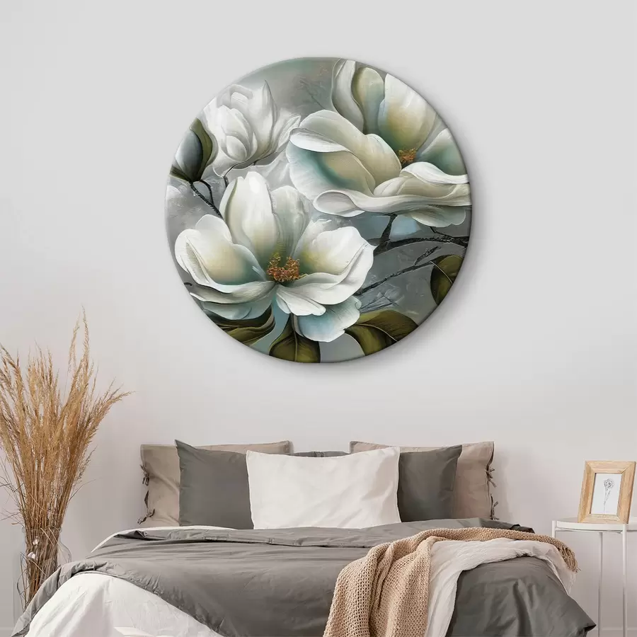 murales de pared Flores blancas sobre un fondo azul r35494