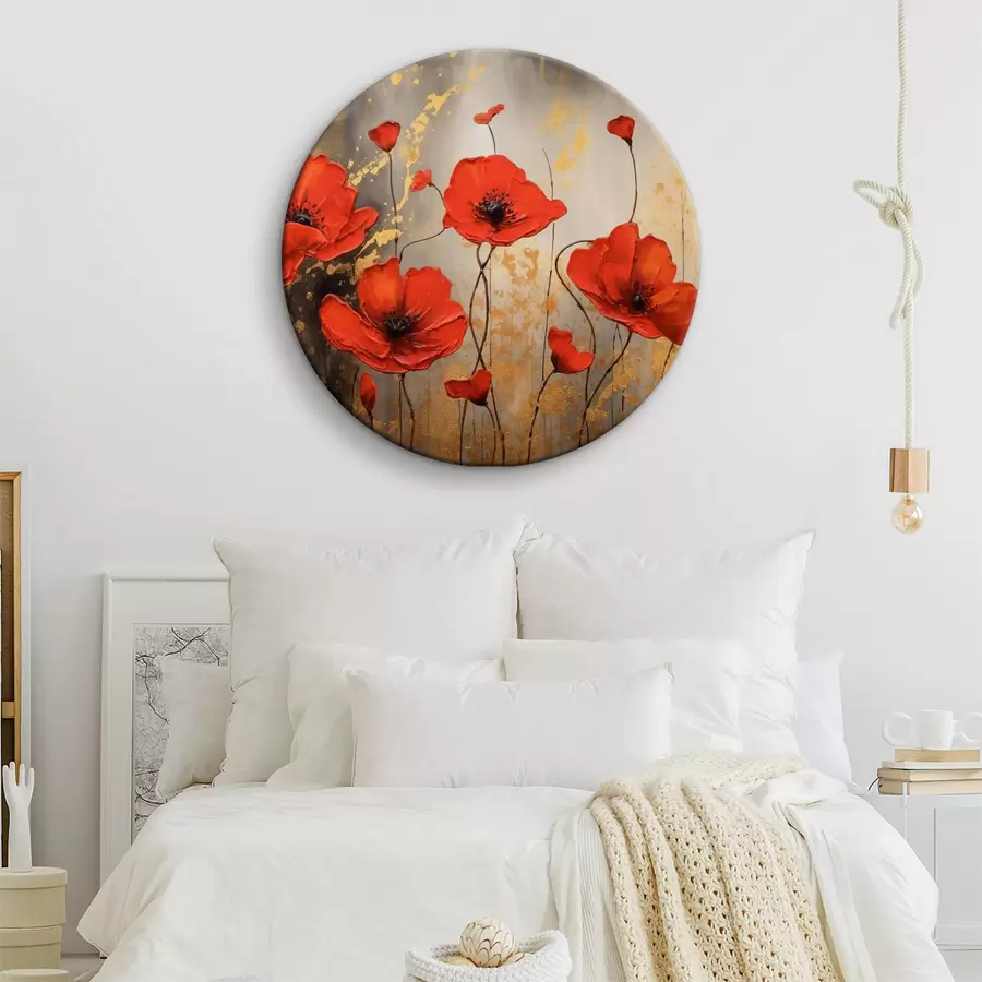 murales de pared Amapolas sobre fondo marrón abstracto r35515