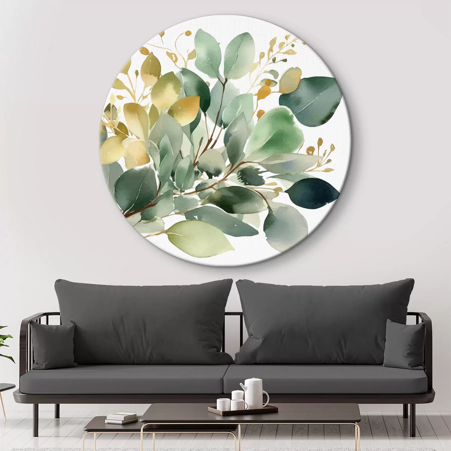 murales de pared Ramo de ramas de eucalipto en estilo acuarela r36365